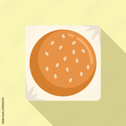 Airline food hamburger icon flat vector. Flight meal