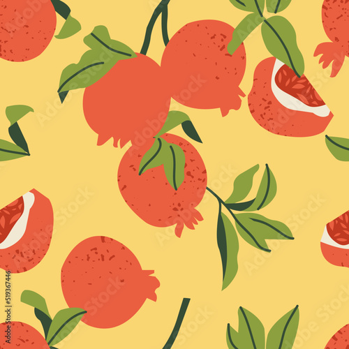 Vector seamless pattern with pomegranate fruits. Abstract design for paper  cover  fabric.