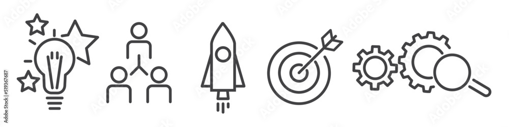 Start up business vector icon collection on white background Start up business vector icon collection on white background