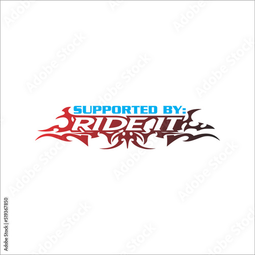 vector writing "supported by ride it" decorated with symbol