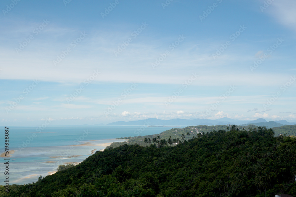Seascape  Seen from  Overlap Stone is located in Samui island Thailand - Famous check point in Samui island - Blue Nature Abstract background
