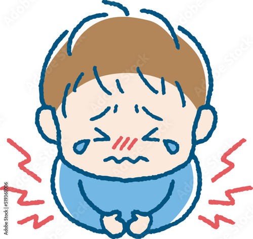 お腹が痛い男の子のイラスト