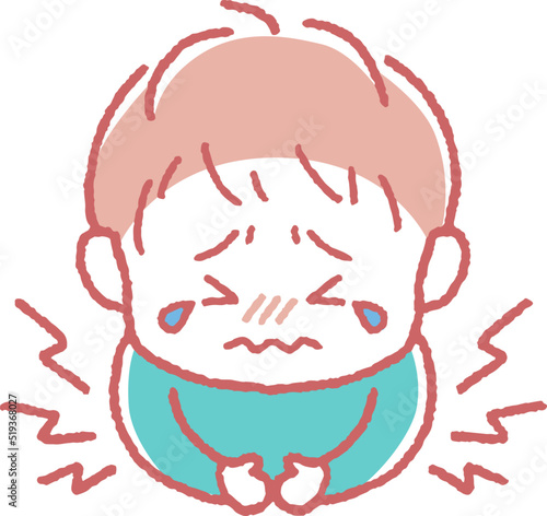 お腹が痛い男の子のイラスト