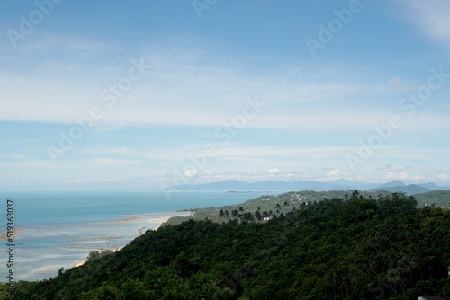 Seascape Seen from Overlap Stone is located in Samui island Thailand - Famous check point in Samui island - Blue Nature Abstract background