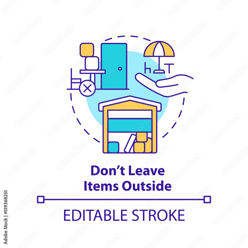 Dont leave items outside concept icon. Prepare for storm abstract idea thin line illustration. Protect from hail damage. Isolated outline drawing. Editable stroke. Arial, Myriad Pro-Bold fonts used Dont leave items outside concept icon. Prepare for storm abstract idea thin line illustration. Protect from hail damage. Isolated outline drawing. Editable stroke. Arial, Myriad Pro-Bold fonts used