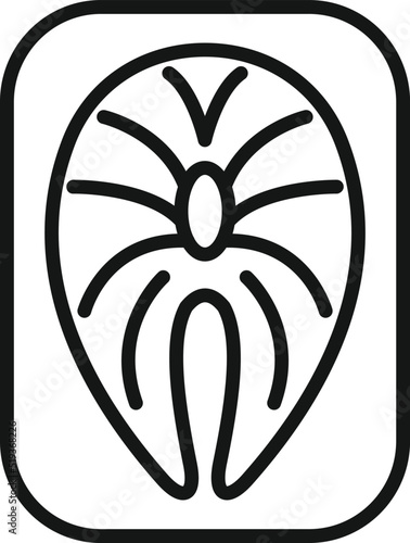Red fish airline food icon outline vector. Airplane meal