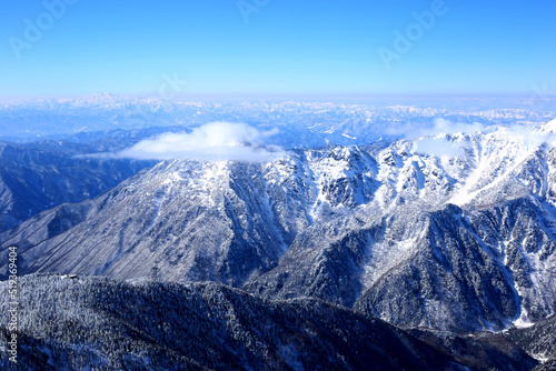 冬の西穂高連峰