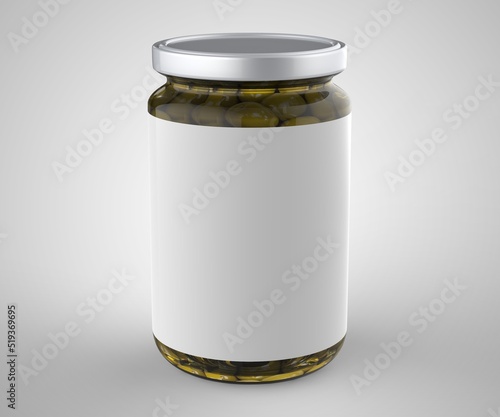 glass jar of preserved food blank white