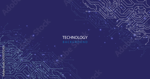 Circuit electrical Technology on blue background. High tech circuit board connector system.Vector illustration.