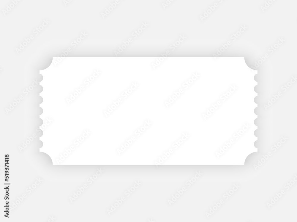 blank white vector ticket mock up. movie, theater or event ticket mock up isolated with shadow blank white vector ticket mock up. movie, theater or event ticket mock up isolated with shadow