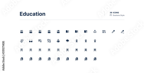Education UI Icons Pack Duotone Style
