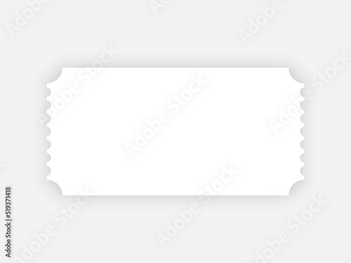 blank white vector ticket mock up. movie, theater or event ticket mock up isolated with shadow