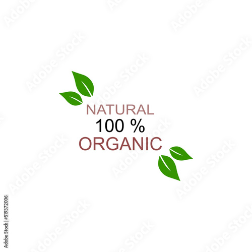 Natural 100   Organic Label isolated on White