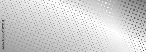Silver dots halftone texture on silver wide background. Vector illustration