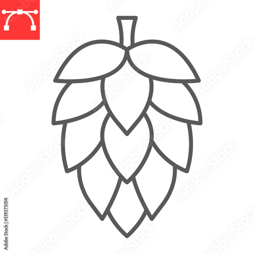 Hop line icon, beverage and beer, hop vector icon, vector graphics, editable stroke outline sign, eps 10.
