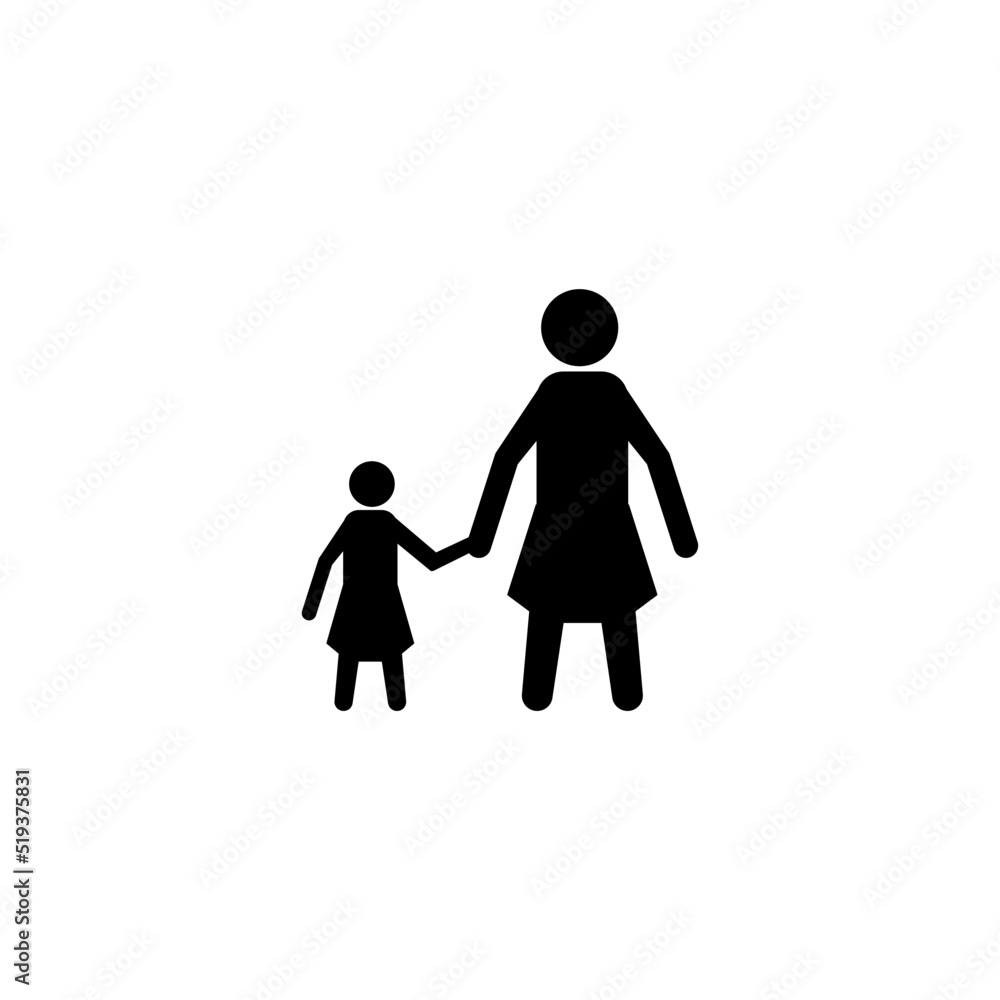 Happy Family Taking Care of Kid Icon Vector Isolated Black and White Design Graphic