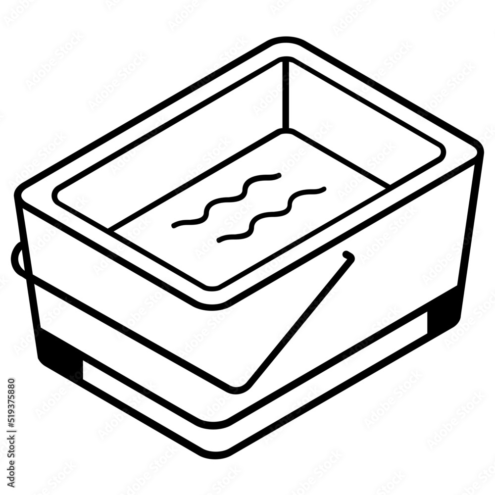 Line isometric icon denoting water basket Line isometric icon denoting water basket