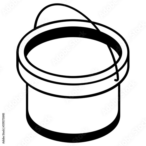 An isometric line icon of water bucket