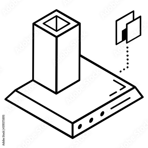 An extractor hood isometric line icon