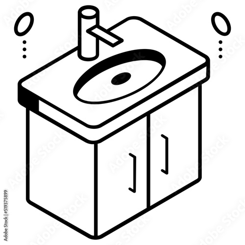 A washbasin line icon download 