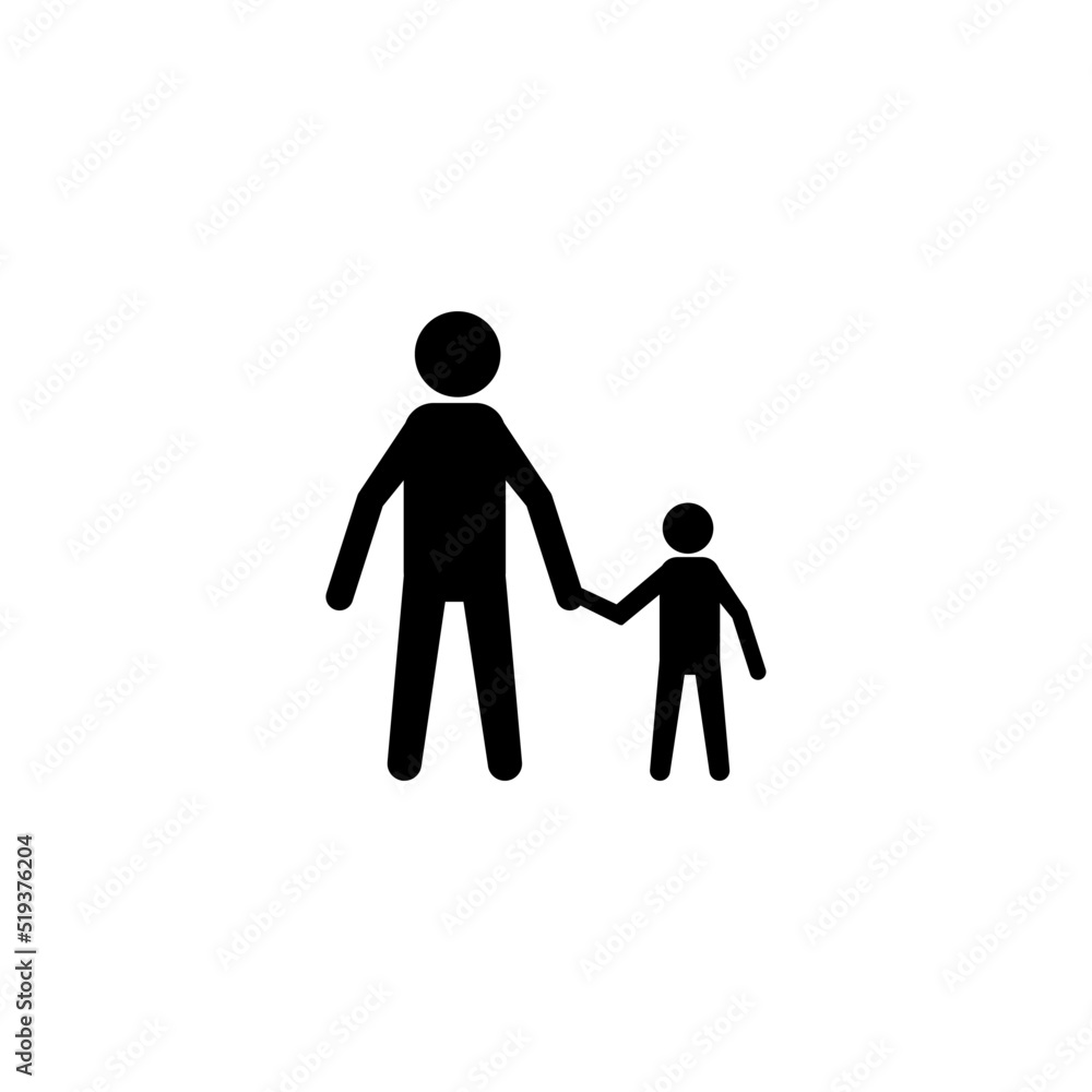 Happy Family Taking Care of Kid Icon Vector Isolated Black and White Design Graphic