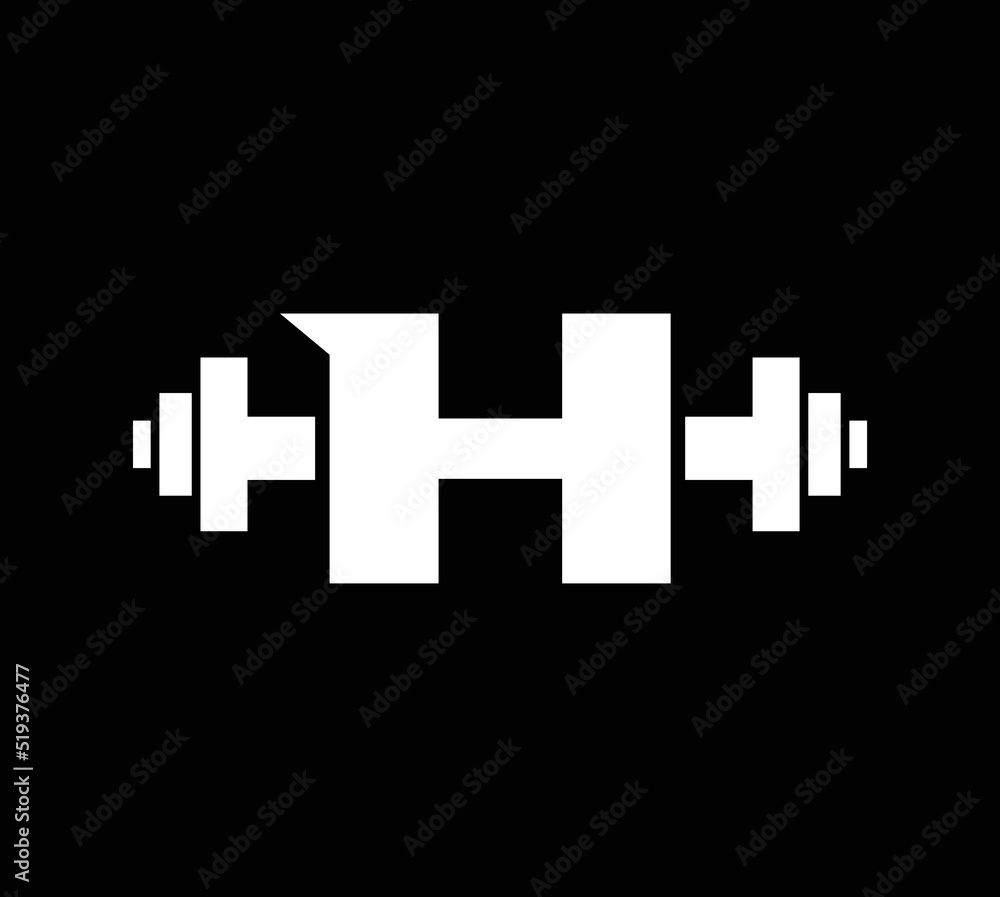 Letter H Logo With barbell. Fitness Gym logo Letter H Logo With barbell. Fitness Gym logo
