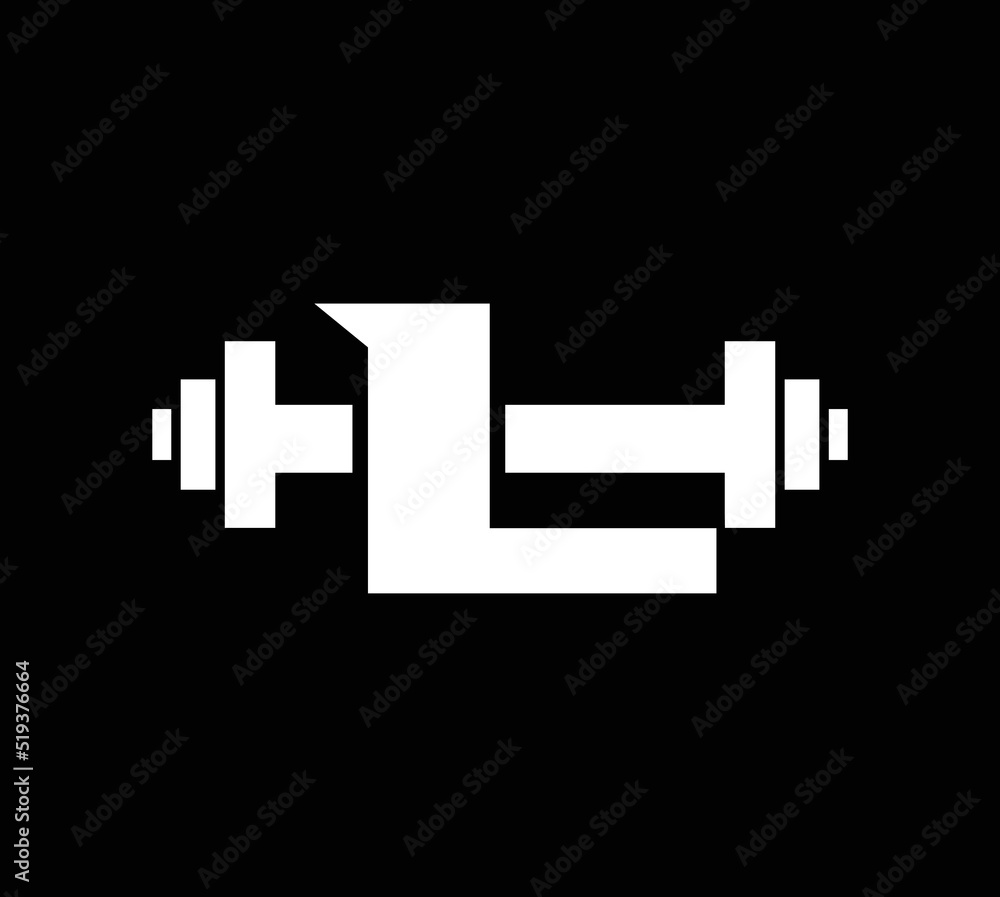 Letter L Logo With barbell. Fitness Gym logo Letter L Logo With barbell. Fitness Gym logo