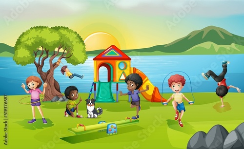 children playing in the garden
