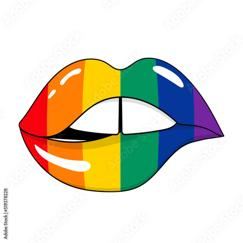 Rainbow sexy biting lips doodle icon