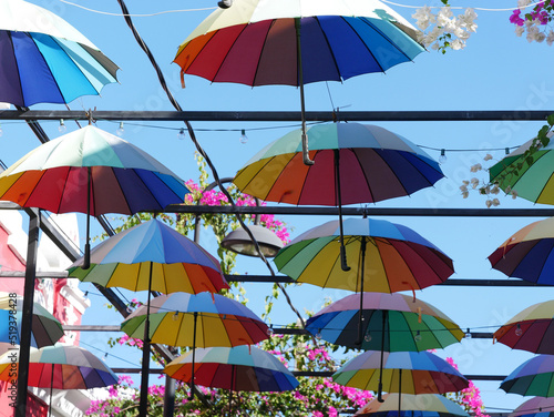 rainbow umbrellas in puerto plata