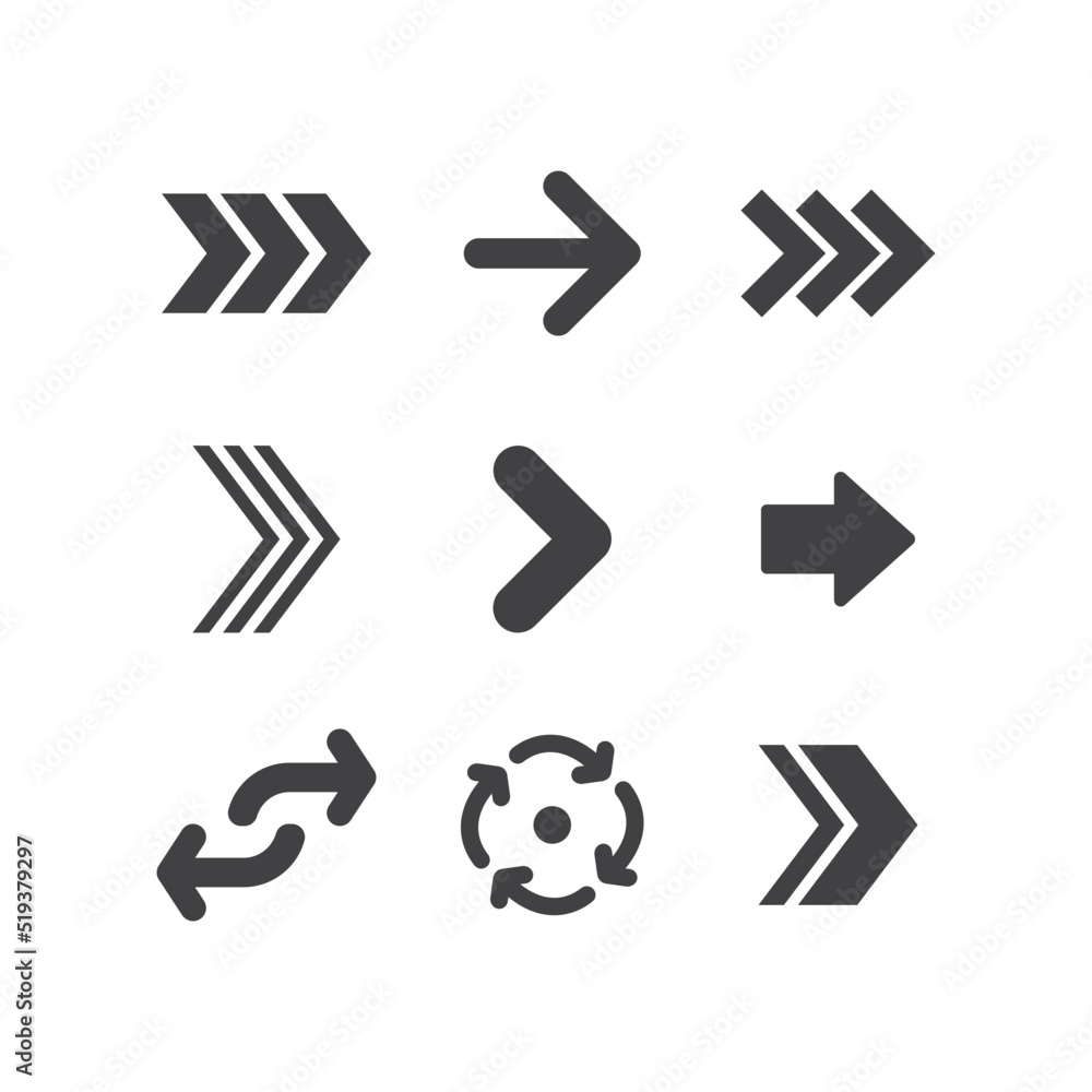 Arrows collection. Set of arrow pictogram icons. Arrowhead symbols