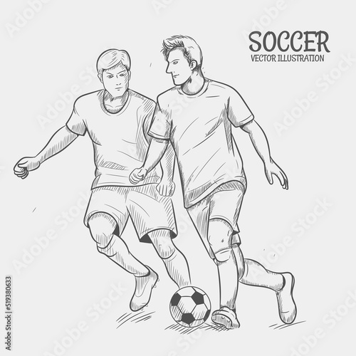 Hand sketch soccer player. Vector illustration EPS 10