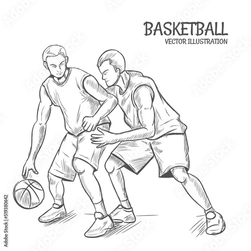 Hand sketch basketball player. Vector illustration © Forde