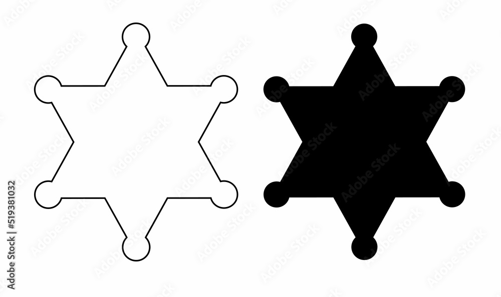 sheriff star badge set isolated on white background Stock Vector