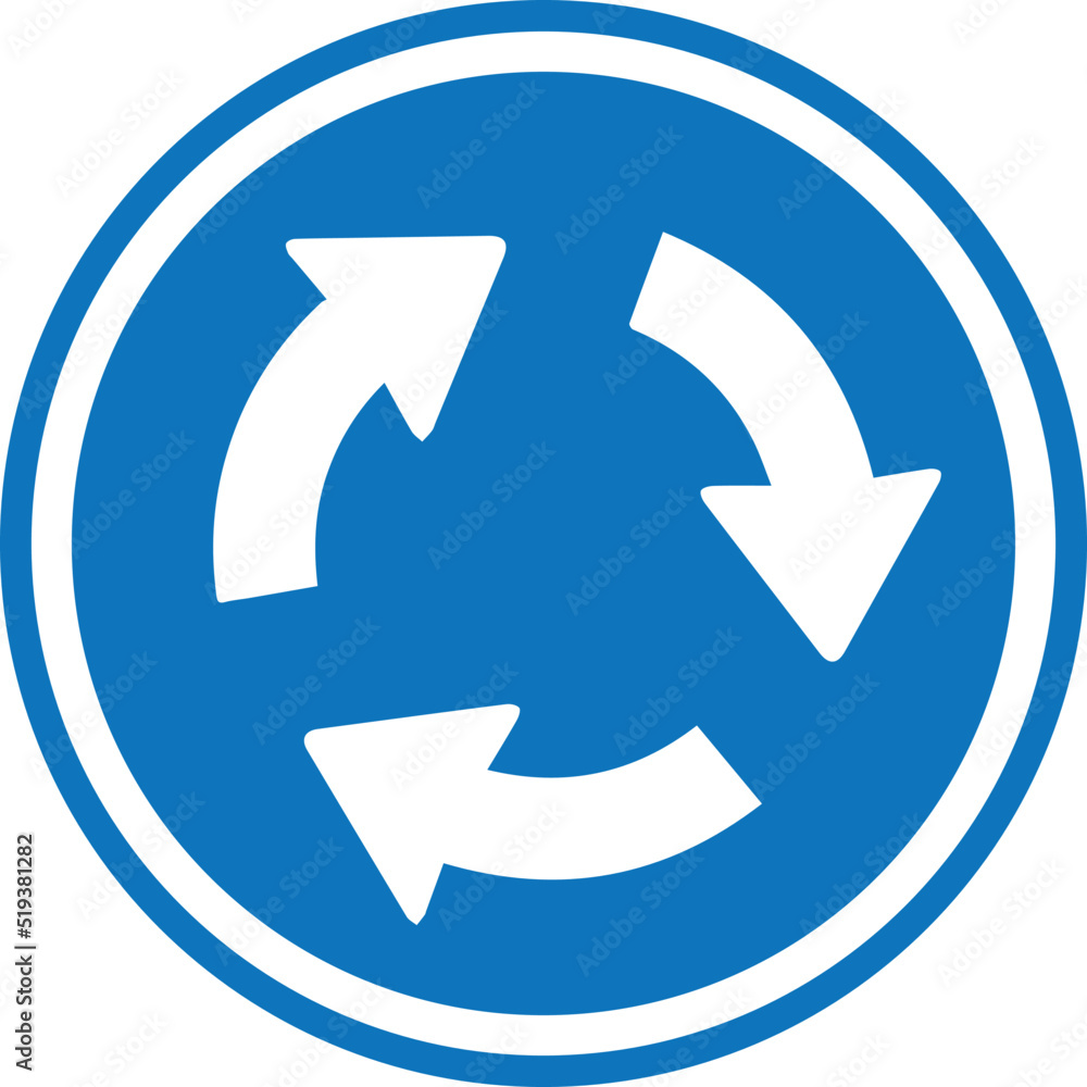 Roundabout sign. Traffic Sign. Recycle sign Roundabout sign. Traffic Sign. Recycle sign