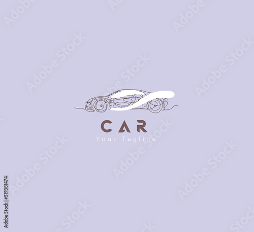 illustration of a car line art logo
