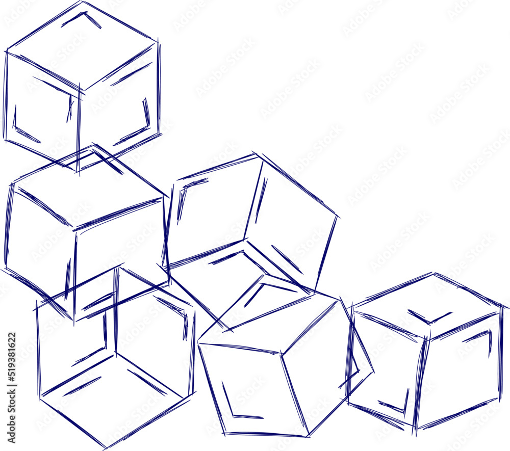 Hand drawn line ice cube, sugar, toys. Cold pieces, pieces of ice, doodle sketches. The review is illustrated with cubes. Vector illustration with cubes. Hand drawn line ice cube, sugar, toys. Cold pieces, pieces of ice, doodle sketches. The review is illustrated with cubes. Vector illustration with cubes.