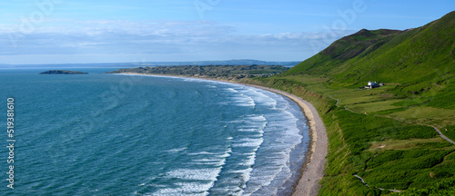 Rhossili Bay, A beautiful beach on the Gower Peninsula Swansea, South Wales