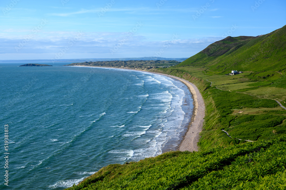 Rhossili Bay, A beautiful beach on the Gower Peninsula Swansea, South Wales