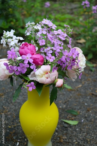Wild phlox and peony bouquet