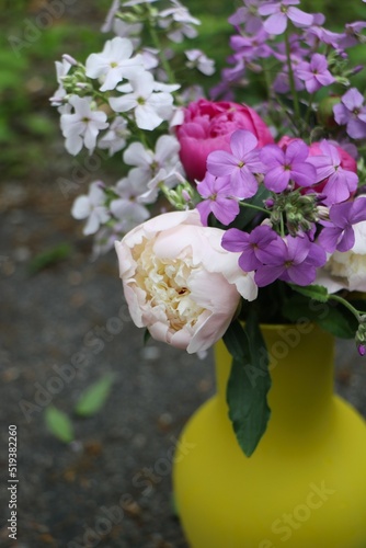 wild phlox and peonies bouquet