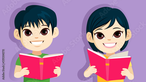 Young Asian boy and girl ho...