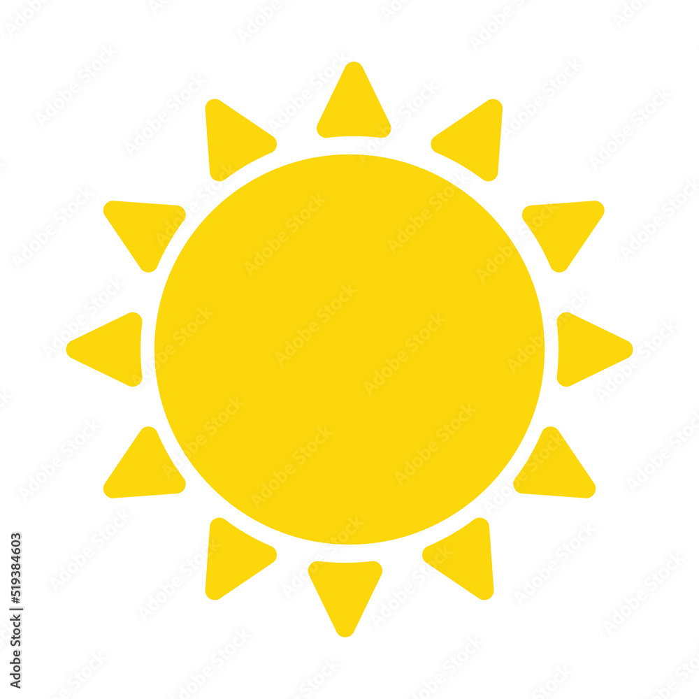 Sun icon. Weather icon for smartphone or can be used for other media. Yellow sun star icon Summer, sunlight, nature, sky. Vector illustration isolated on white background. Sun icon. Weather icon for smartphone or can be used for other media. Yellow sun star icon Summer, sunlight, nature, sky. Vector illustration isolated on white background.