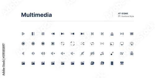 Multimedia UI Icons Pack Duotone Style
