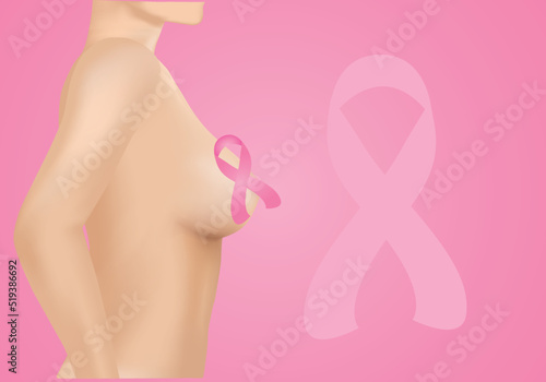Breast Cancer Awareness Poster Design, Pink Ribbon, in October