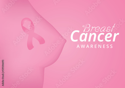 Breast Cancer Awareness Poster Design, Pink Ribbon, in October