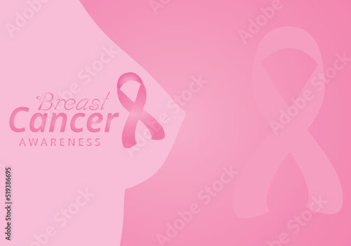 Breast Cancer Awareness Poster Design, Pink Ribbon, in October