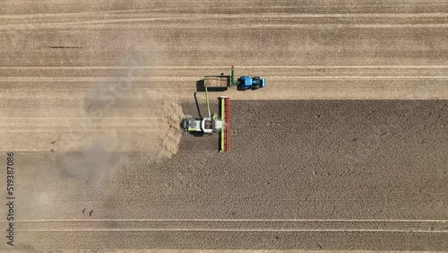 Aerial view of grain harvest in Brandenburg. Germany