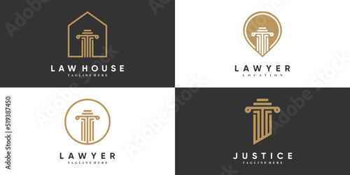 Set of lawyer or justice logo design with creative concept Premium Vector