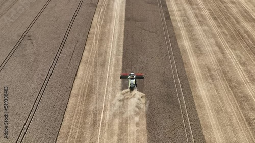 Aerial view of grain harvest in Brandenburg. Germany